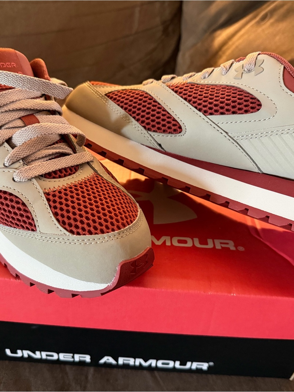 Under Armour Women’s Red and Cream Athletic Mesh Trainers